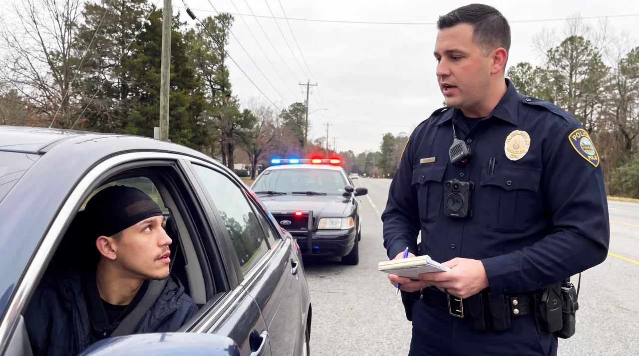 An officer at a car window