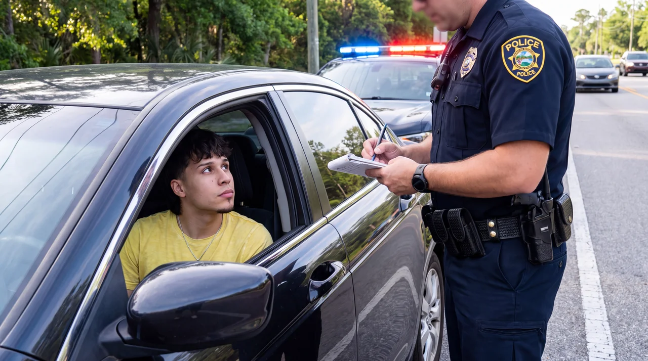 A traffic stop at the roadside
